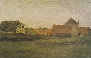 Farmhouses in Loosduinen at The Hague in the dawn